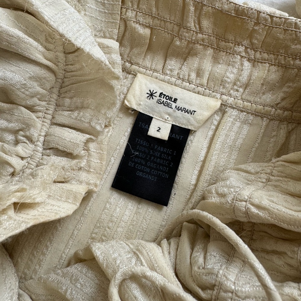 Isabel Marant Cream Off-Shoulder Ruffle Blouse - Picture 2 of 2